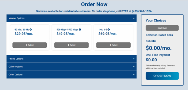 BTES Order Now Page